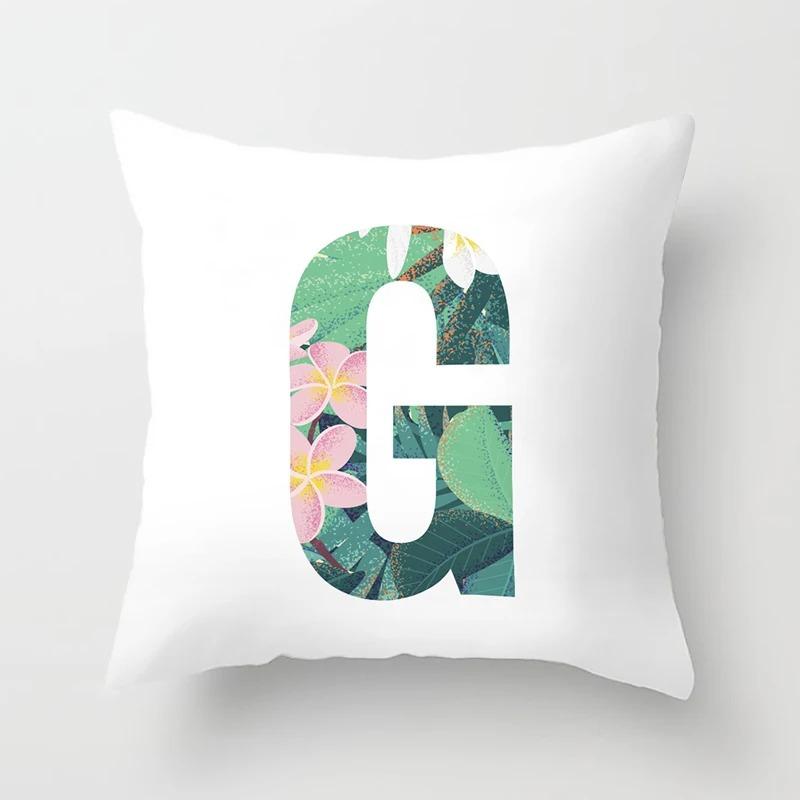 Luxury Home Pillowcase Square Office Decoration Cushion Cover Simple Floral English Letter Pattern Decoration