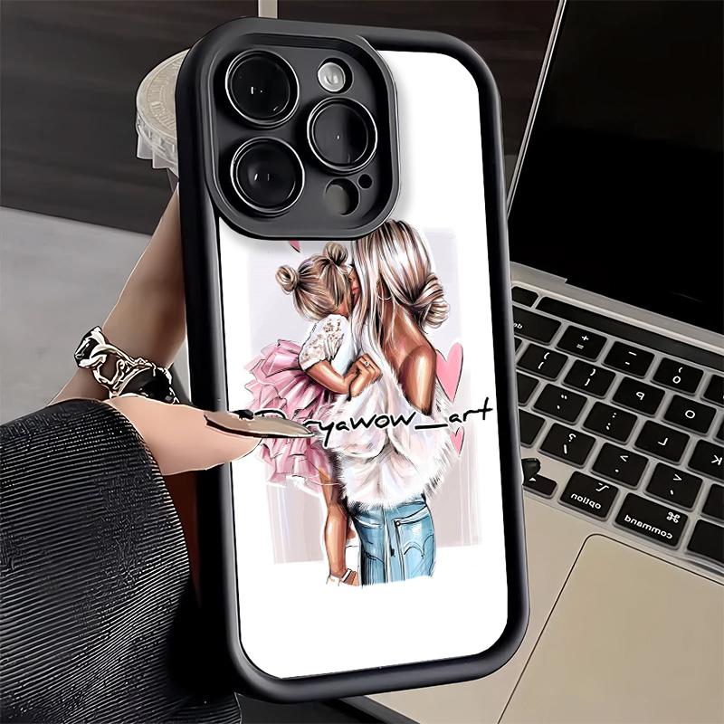 Phone Case for iPhone 17 Air 16E 15 16 Pro Max Mom Baby Girls Theme Cover 14 Plus 13 12 Mini Soft Shell Silicone Fundas