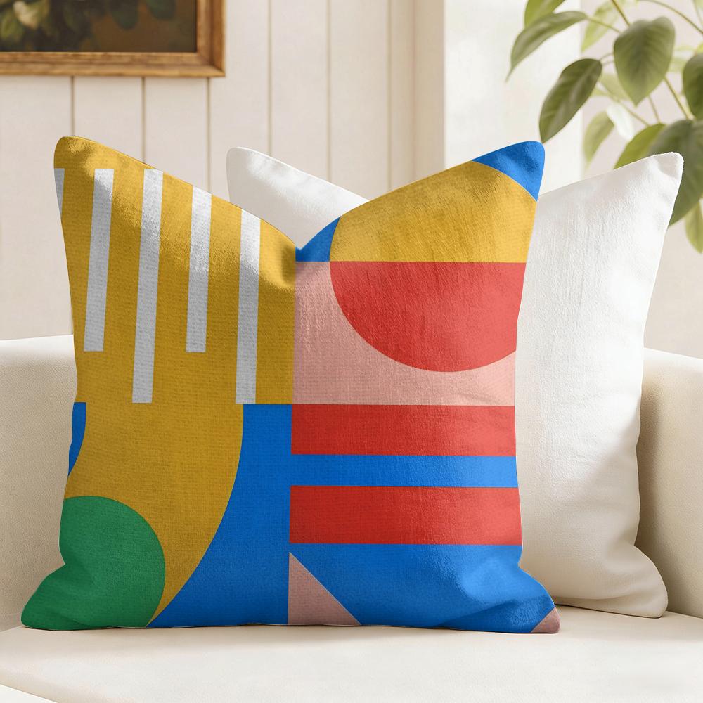 Geometric Patterns Cushion Cover Summer Linen Pillow Case Organic Fabric Cushion Cover DoubleSided Print Sofa Home Decor