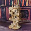 3D wooden puzzle model of treehouse, wooden forest cottage villa, multi story dome building assembly model, handmade DIY creativ