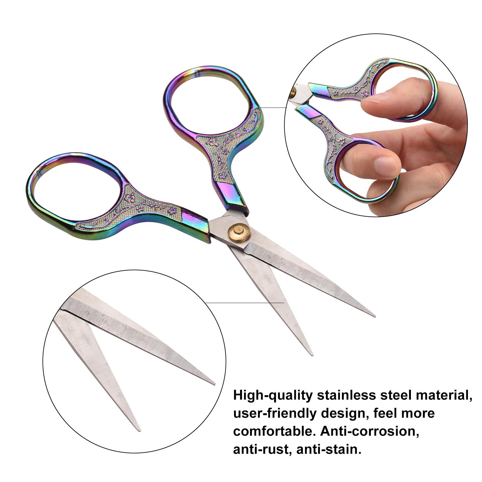 

5 Inch Small Scissors, Vintage Crochet Scissors with Plum Carving Pattern, for Trimming Brd, Sideburns, and Embroidery Sewing Craf