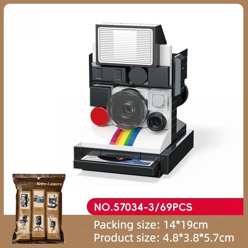 Retro-Kamera Bausteine Mini-Filmmaschine Montage-Modell Sammlerstück Handgefertigte Ornamente Kinderspielzeug