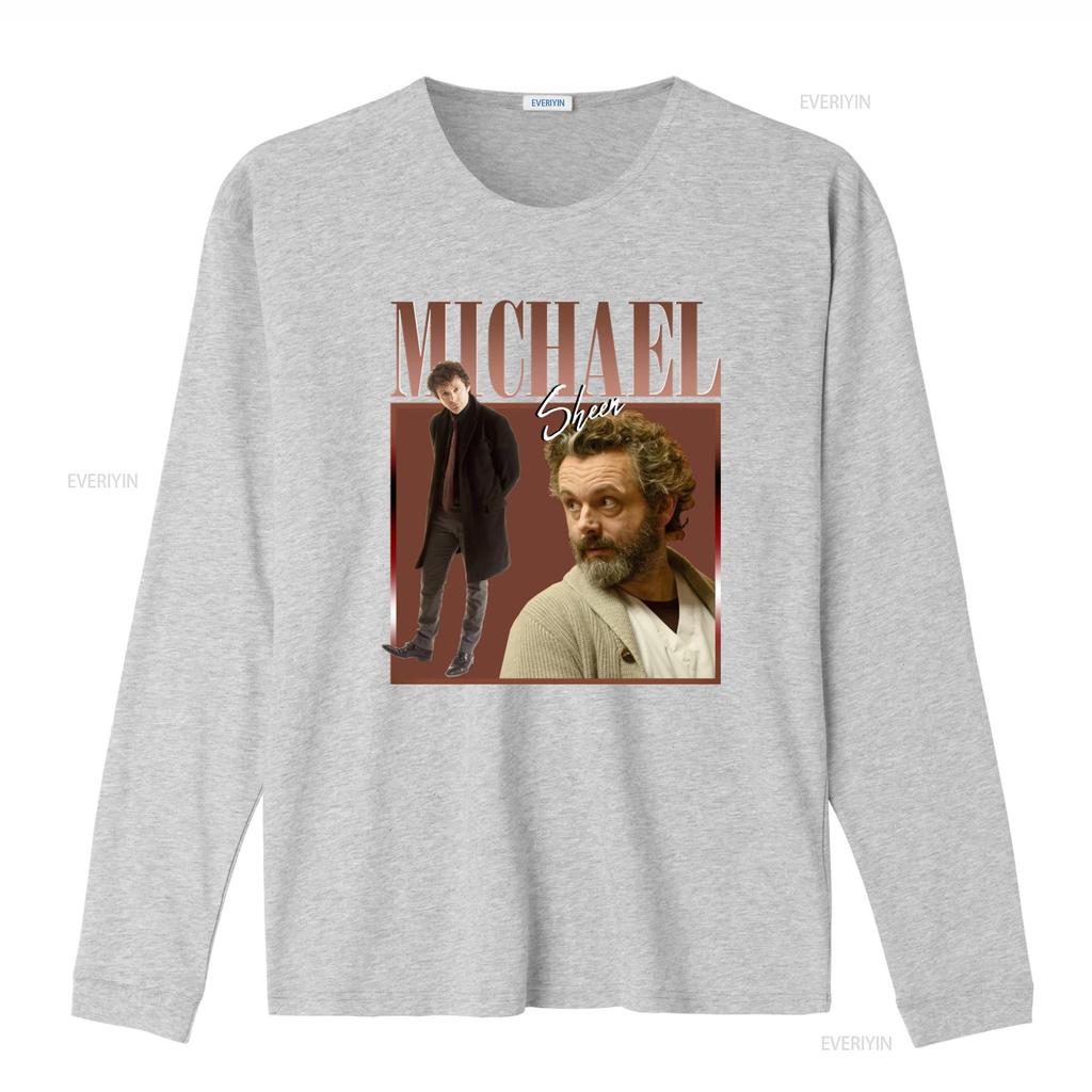 Michael Sheen Good Omens Vintage Stil Retro T-Shirt Hommage vintage Gewaschen Lässig Bequem Unisex Weich Stilvoll Leicht