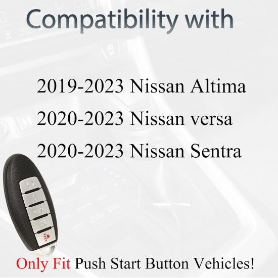 Key Fob Keyless Entry Fits for Nissan Altima Versa Sentra - Remote Control Push SART Key Replacement 5 Button FCC: KR5TXN4, PN# 285E3-6CA6A