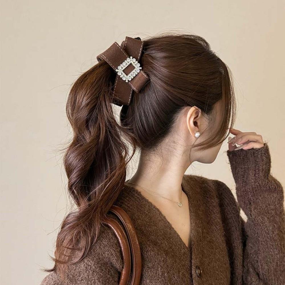 Korean Style Women Vertical Clip Plastic Ponytail Holder Shark Clip Bow Banana Clip  Party