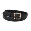 Simple Solid Color Women Belt With Twists Square Button Fashionable Versatile