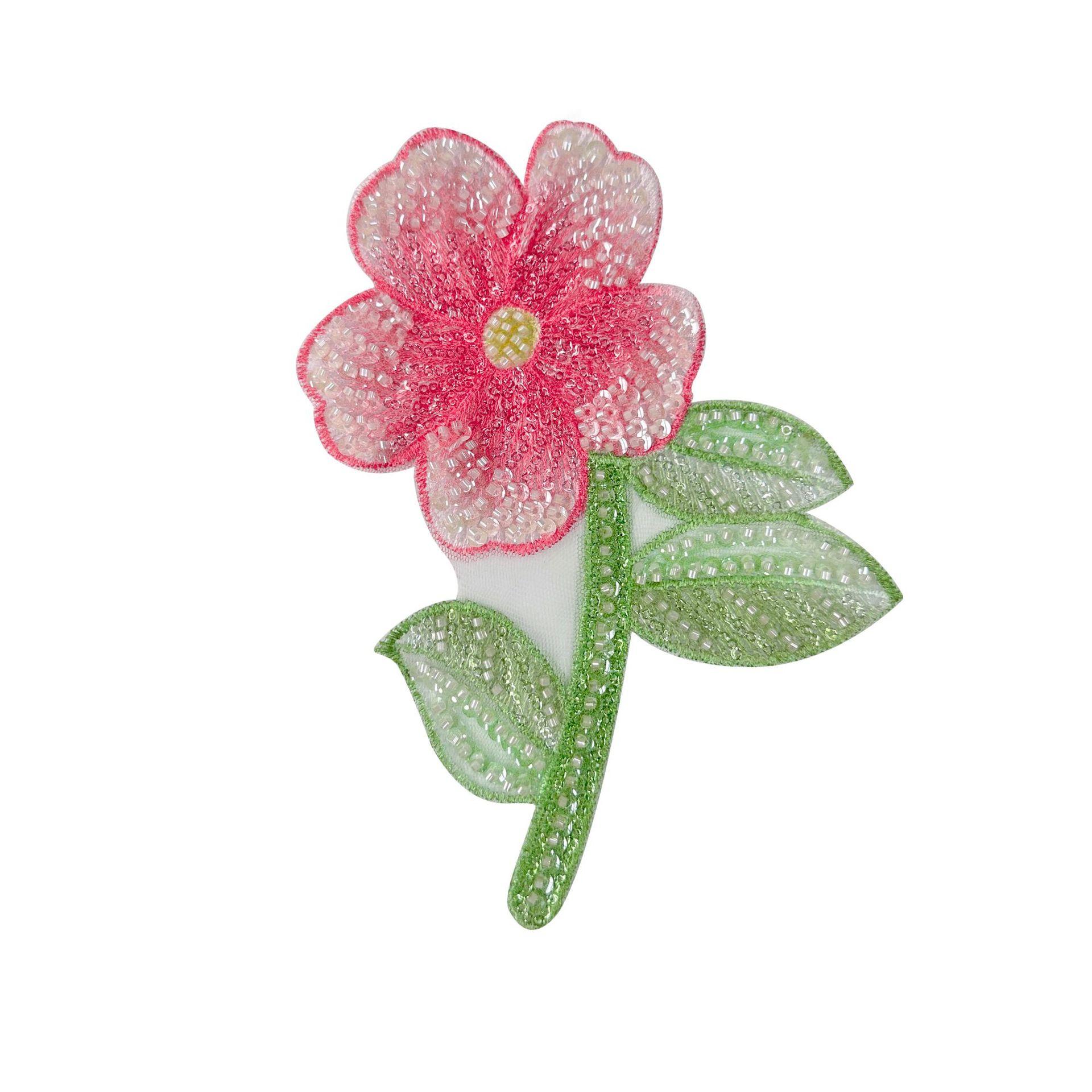 

Exquisite Multi-Colored Beaded Sequins Embroidered Flower Clothing Top Dress T-Shirt Decorative Cloth Sticker Accessories HYQ1002 Pink