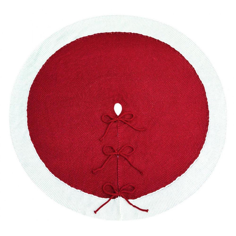 Knitting Christmas Tree Skirt Christmas Decoration Supplies 62cm Knitted Christmas Tree Skirt Red White Color Reusable