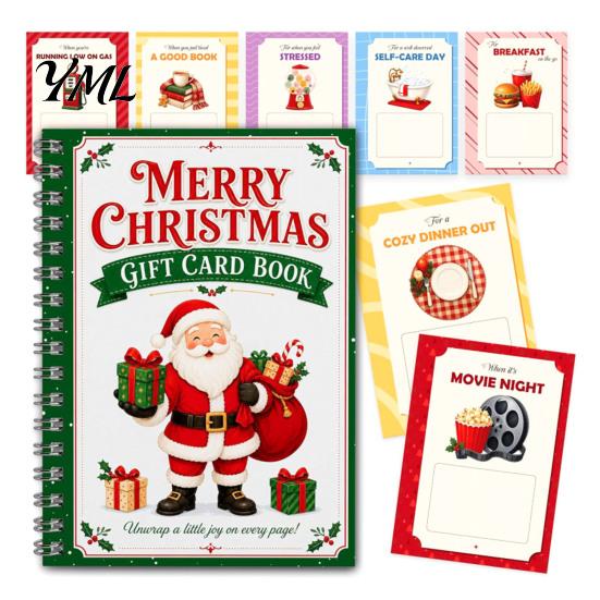 Carpeta de Regalo de Dinero de Temporada Tarjeta de Navidad Holográfica Libro, 7x5 Encuadernación en Espiral Folleto de Recuerdo Festivo, Portador de 10 Páginas Saludo Bolder DIY para