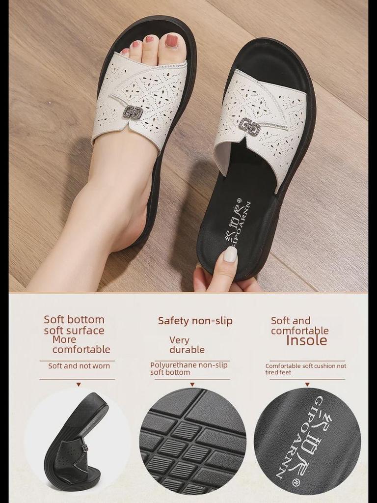 2025 Sommer Damen rutschfeste Sandalen mit weicher Sohle für mittleres Alter und ältere Menschen