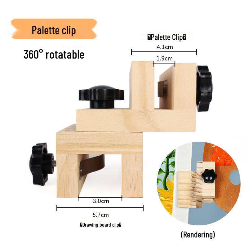 Multi-functional Wooden Easel & Palette Clip for Painting and Sketching
