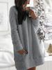 Damen Samt Schlafkleid - Bequemer Winter Hausmantel mit Tasche, Rundhalsausschnitt Einfarbig Maschinenwaschbar Freizeitkleidung, Weich Gestrickt Indoor