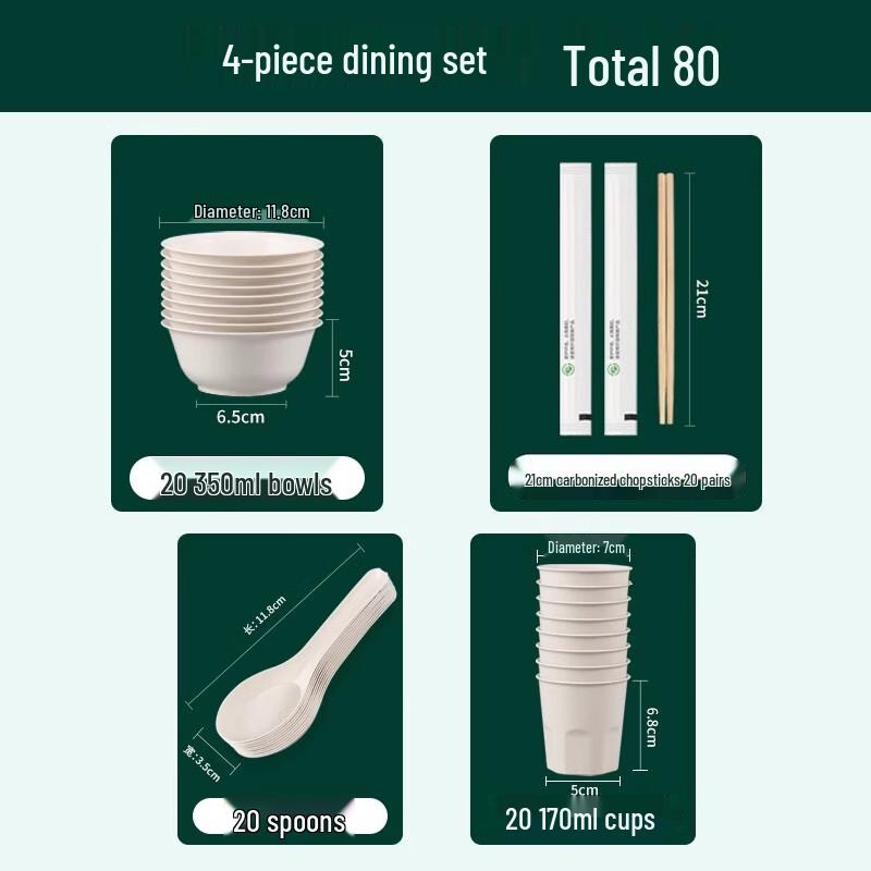 Shengbilai Disposable Pulp Tableware Set
