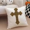 bBaroque Gold Cross European Style Cushion Cover Throw Pillow Cover Hidden Button Durable Polyester Chair Cushion