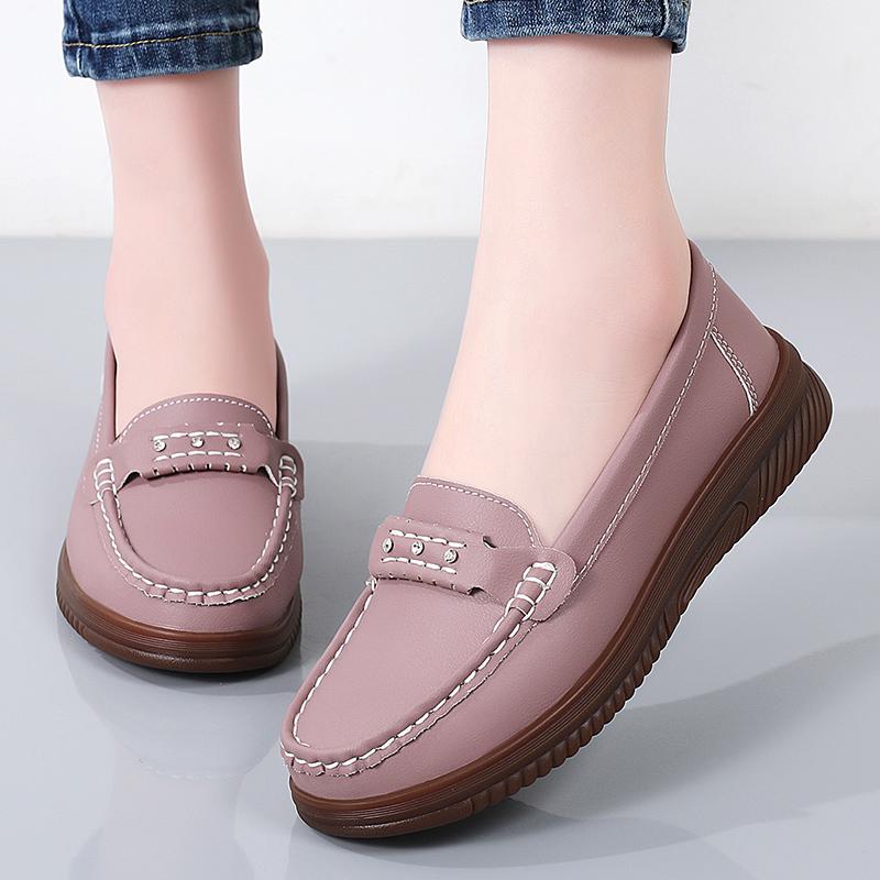 Women Black Moccasins Driving Shoes Flats White Casual Nurse Loafers Grey Minimalist Maternity Shoes Large Size