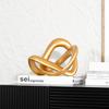 Resin Handicrafts Golden Twisted Dough Wound Rope Knot Ornaments Geometric Line Ribbon Home Decoration Accessories