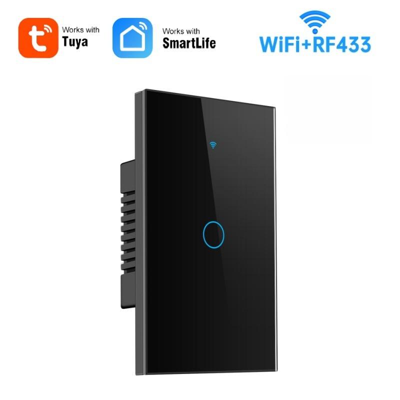 Graffiti US 120 WiFi+433 Smart Light Switch: Single/Zero Fire, Universal Model, Alexa Compatible.