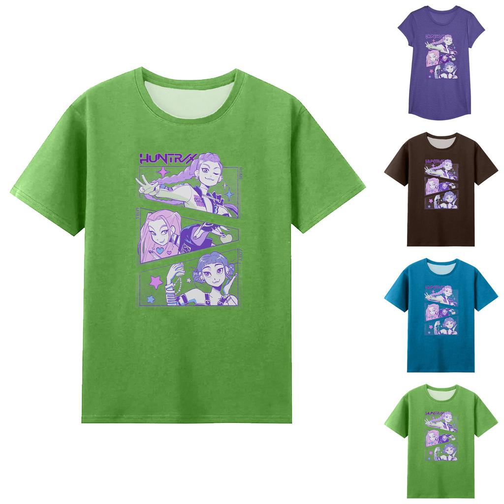 Boys Girls Round Neck Casual Printed Short-sleeved T-shirt Top