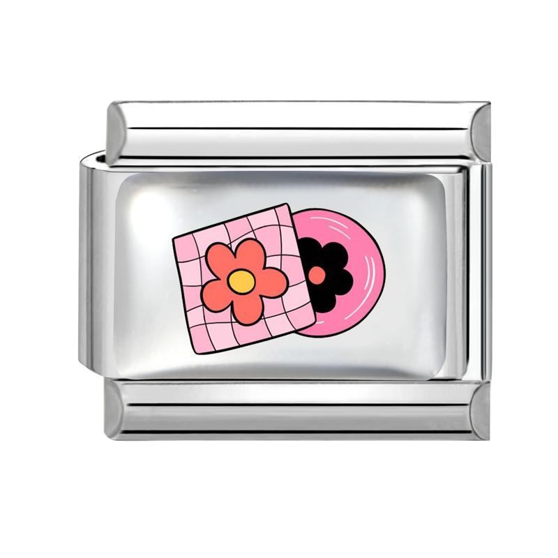 Sweet DIY Making Pink Y2K Italian Charm Bracelet Flowers Lips Bow Heart Eyes Music Bead Fit 9mm Stainless Steel Fashion Jewelry