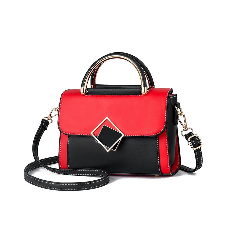 Color Blocked Women's Buckle Decorative Handbag, Women's Small Crossbody Wallet, PU Leather Flip Wallet