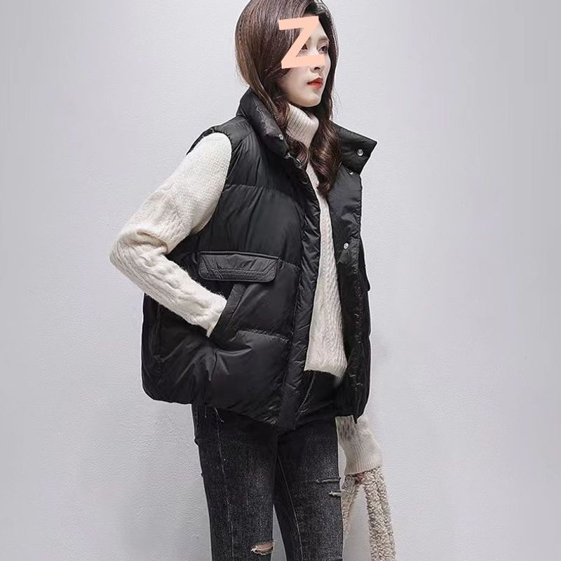 Autumn and winter hooded outer wear down cotton vest vest double zipper short coat women