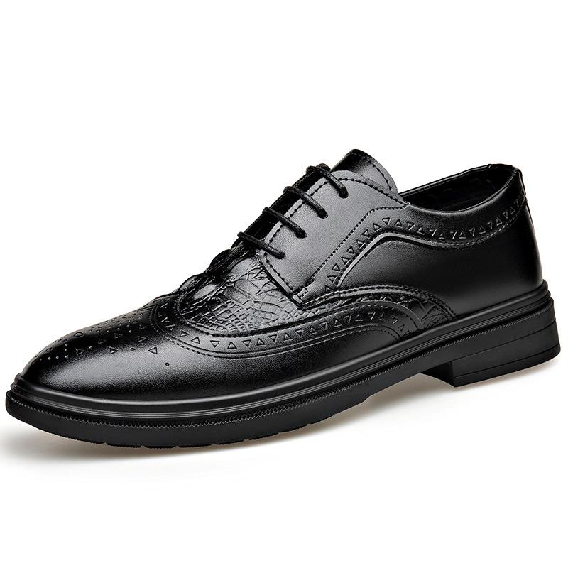New Spring Men's Shoes Business Casual British Brock Leather Shoes Men's Wedding Shoes