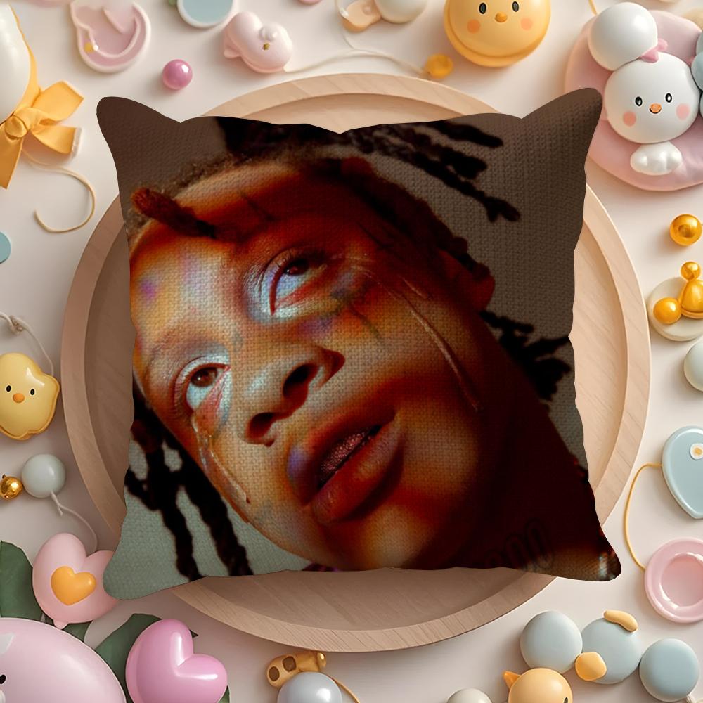 Rapper T-Trippie R-Redd Cushion Cover Summer Coolness Linen Fabric Double-Sided Printing Pillow Case Sofa Home Decor Gift