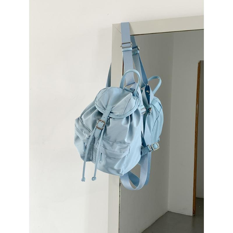 

Маленький рюкзак с откидным клапаном, женский наплечный модный однотонный нейлоновый рюкзак, женская повседневная дорожная студенческая сумка синий