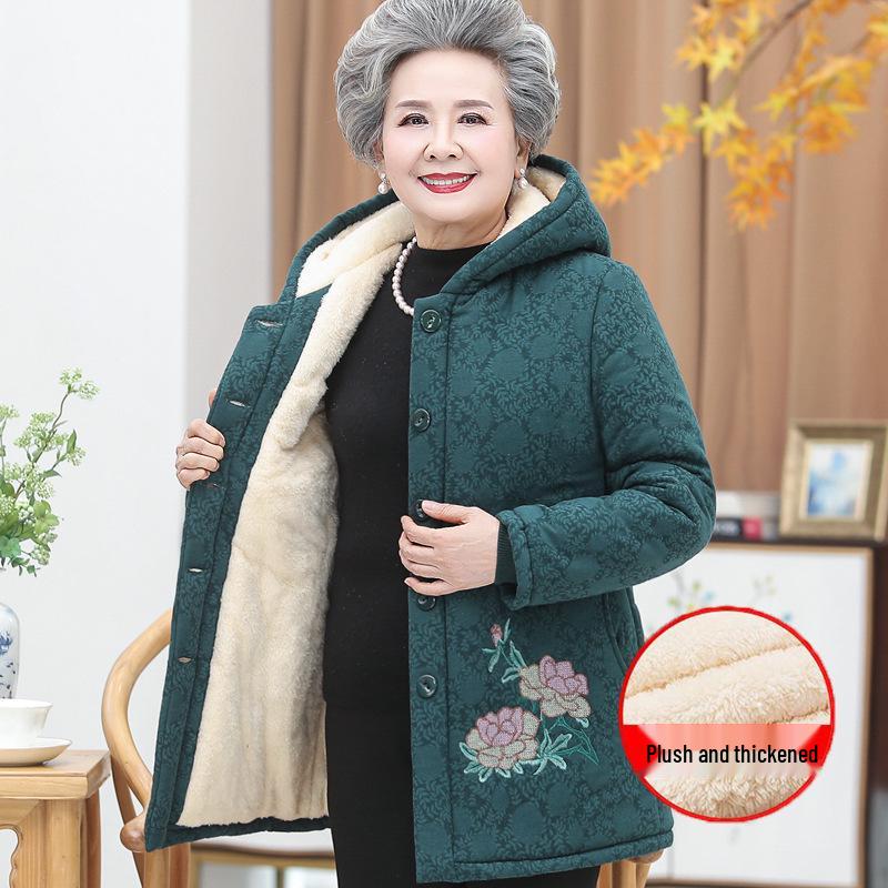 

Женская зимняя хлопковая куртка с велюровой подкладкой для женщин среднего и пожилого возраста XL for 85-100 kg