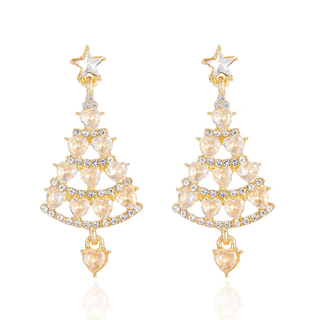 Colorful Zircon Christmas Tree Earrings for Women Fashion Red Green Crystal Tree Pendant Earring New Year Holiday Jewelry Gifts