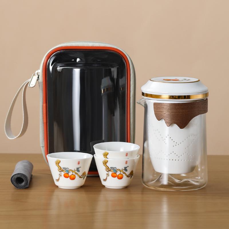 Portable Travel Tea Set Outdoor One Person Single Drinker One Pot Six Cup Quick Cup Tea Set Outdoor Carry Case