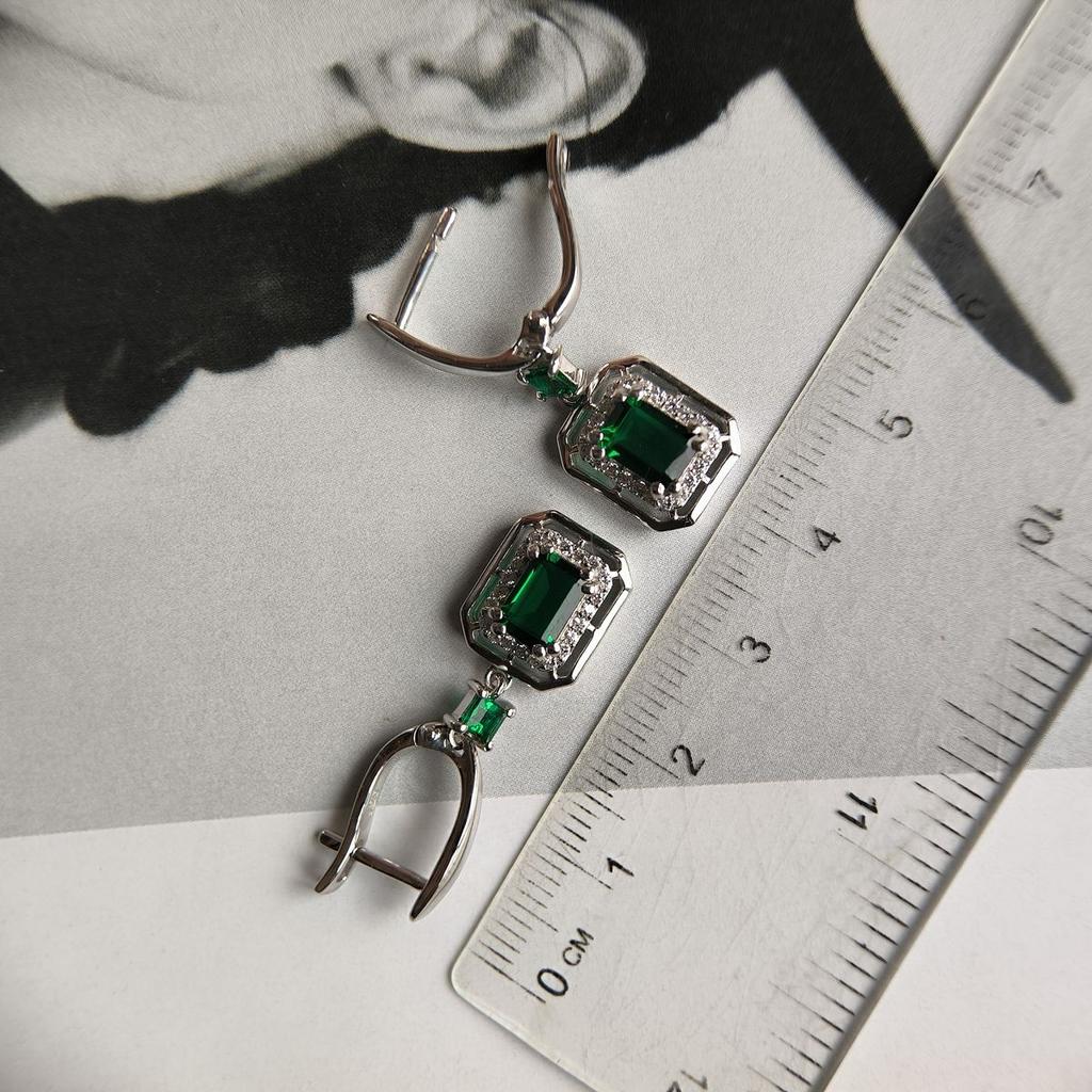 Silver Earrings with Nano Emerald 2.367ct (2197423)