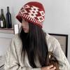 Retro Headgear Women's Autumn and Winter Niche Color Matching Big Head Circumference Knitted Hat Warm and Fashionable White Wool Hat