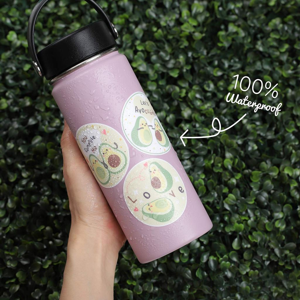 Navy Peony Funny Avocado Fruit Sticker Set Perfect Fit Square and Vertical Stickers for Planners Large Round Stickers for Laptops and Water Bottles