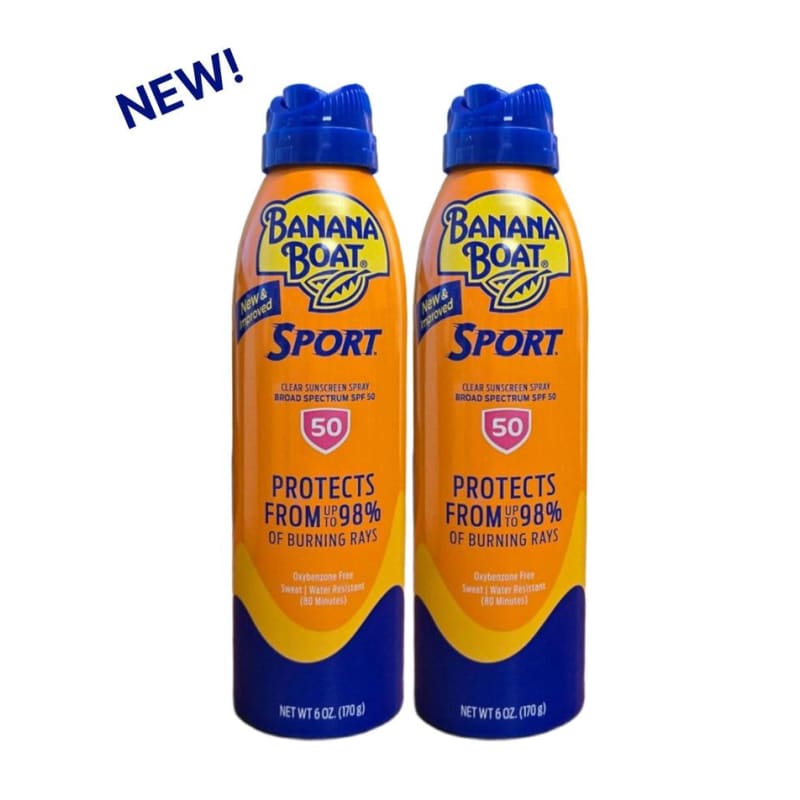 New Banana Boat Sports Sunscreen Spray SPF 50 170g X2
