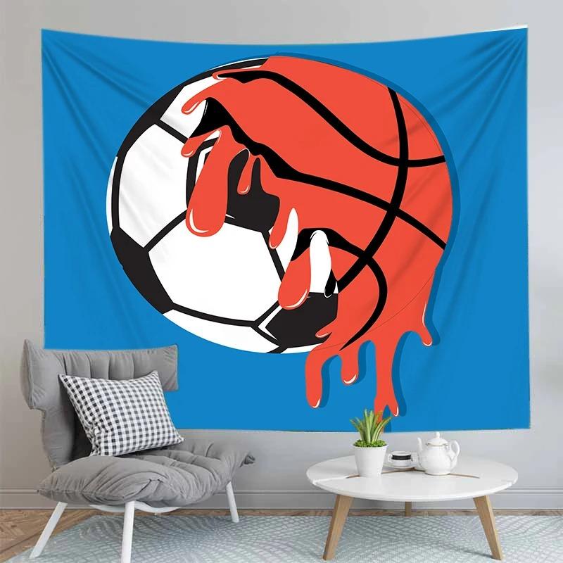 Sports Theme Basketball Pattern Tapestry Bedroom Living Room Tapestry Home Wall Decoration Tapestry