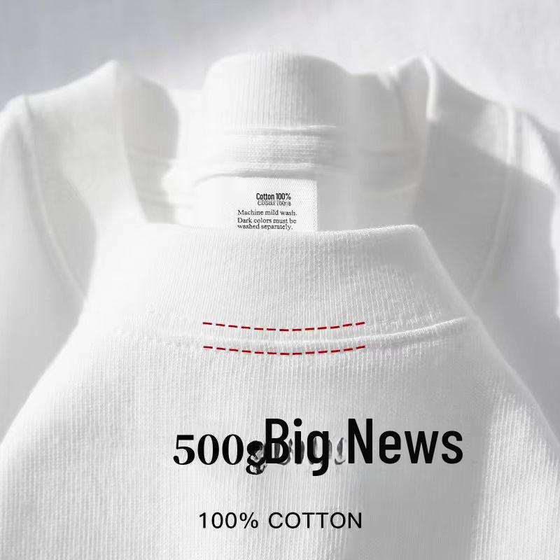 

320г Важка Біла Бавовняна Футболка з Коротким Рукавом для Чоловіків та Жінок - Щільна, Непрозора, Вільного Крою, Ідеальна для Літа. 2XL [170-190 jin]