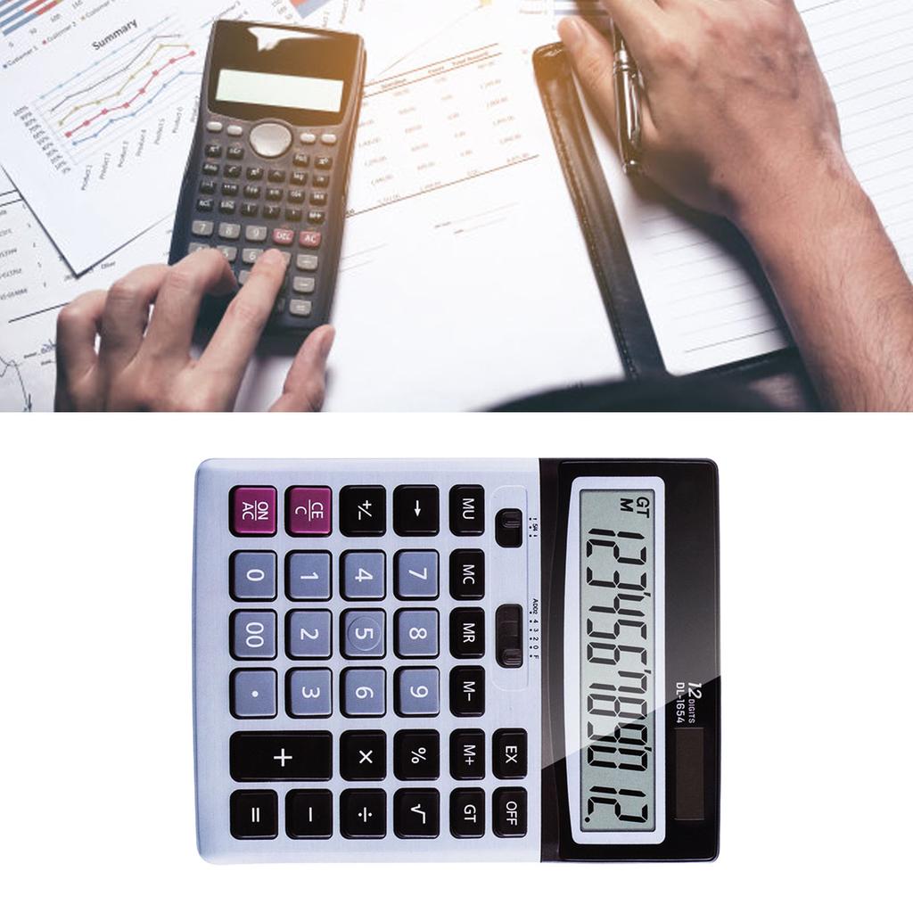 Dual Power Electronic Calculator Solar Powered Desktop Calculator 12 Digits Large Screen Calculators