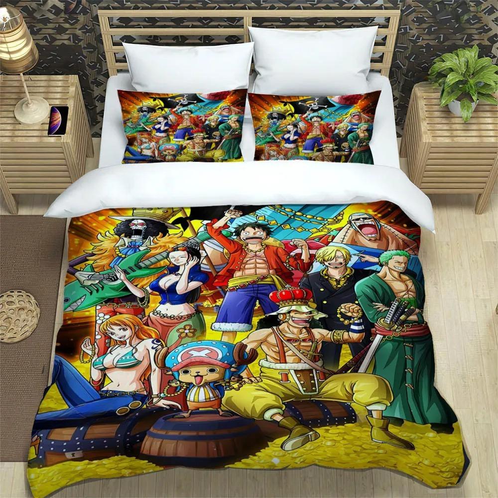 

3D мультфильм One P-Piece Постельное белье комплект изысканный постельное белье пододеяльник одеяло комплект постельного белья роскошный подарок на день рождения 140x210cm 2pcs