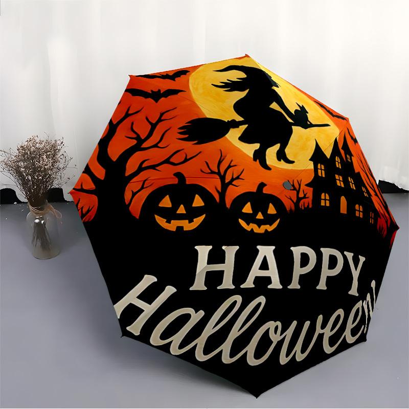 1pc Witch Halloween Party Fashionable Automatic Opening/Closing Folding Umbrella with 8 Bones, Windproof Portable, Daily Use189