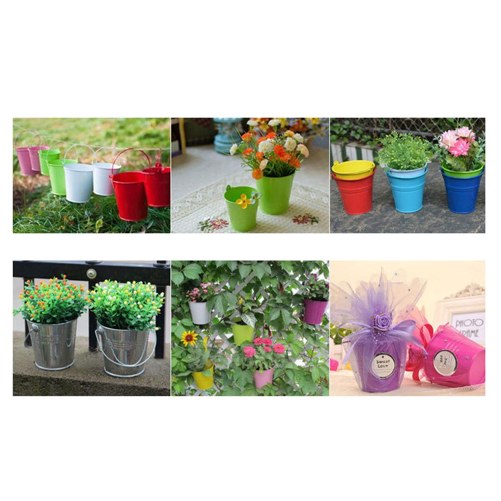 3 szt. Mini Metalowe Wiaderka z Uchwytami na Upominki na Przyjęcie Wiaderko na Lód Dekoracja Ślubna Cynowe Wiaderka Doniczki Ogrodowe Donice