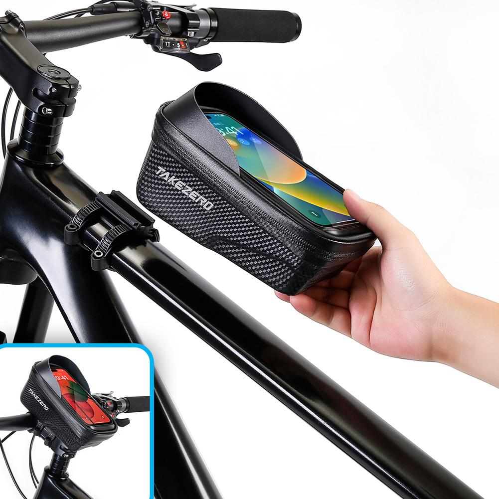 1L Bicycle Bag Cycling Top Front Tube Frame Bag 6.8inch Mobile Phone Case Touch Screen Road Hard Shell Case Bike Accessories