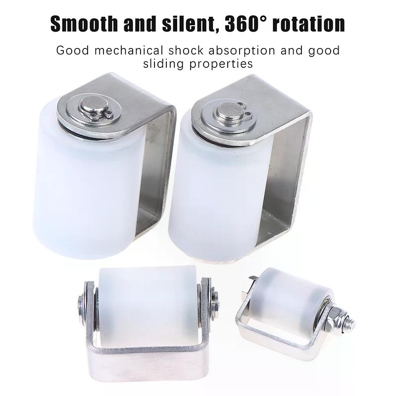201 Stainless Steel Perforated Bracket Guided Nylon Bearing Mobile Door Pulley Positioning Roller Household Hardware Accessories