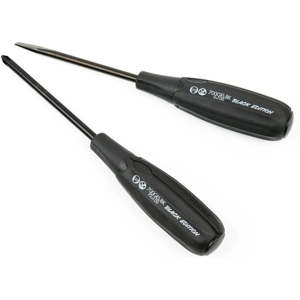 Super Cushion Screwdriver BLACK EDITION by VESSEL +2×100 & -6×100, 2-Piece Set
