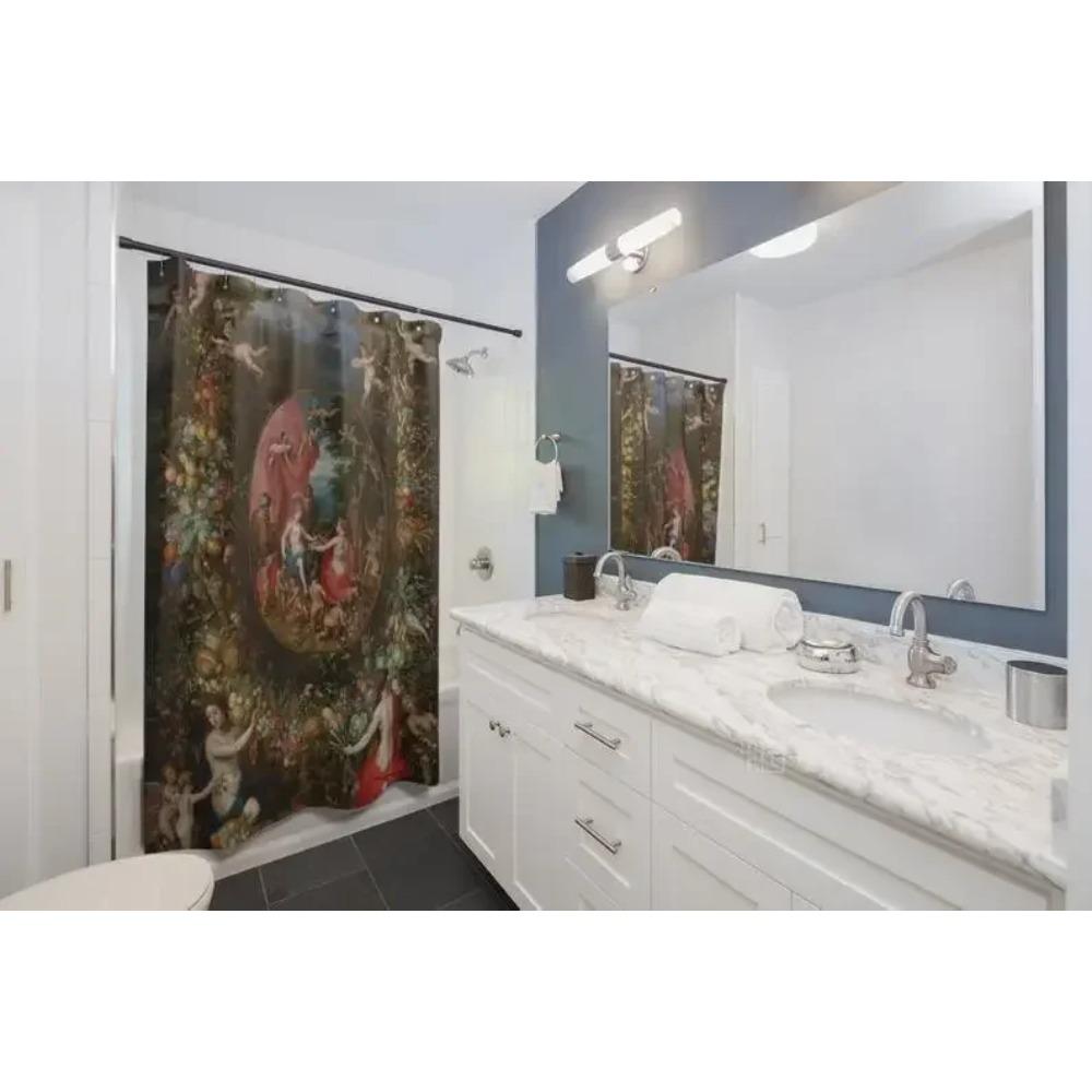 

Gothic Shower Curtain Vintage Angel Renaissance Black Bathroom Decor 90x180 cm