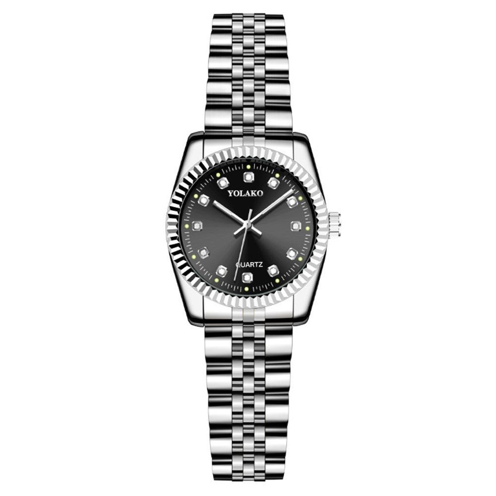 Diamond Face Steel Belt Calendar Watch Female Simple Casual Student Fashion Quartz Gold Suit Men'S Watch Couple