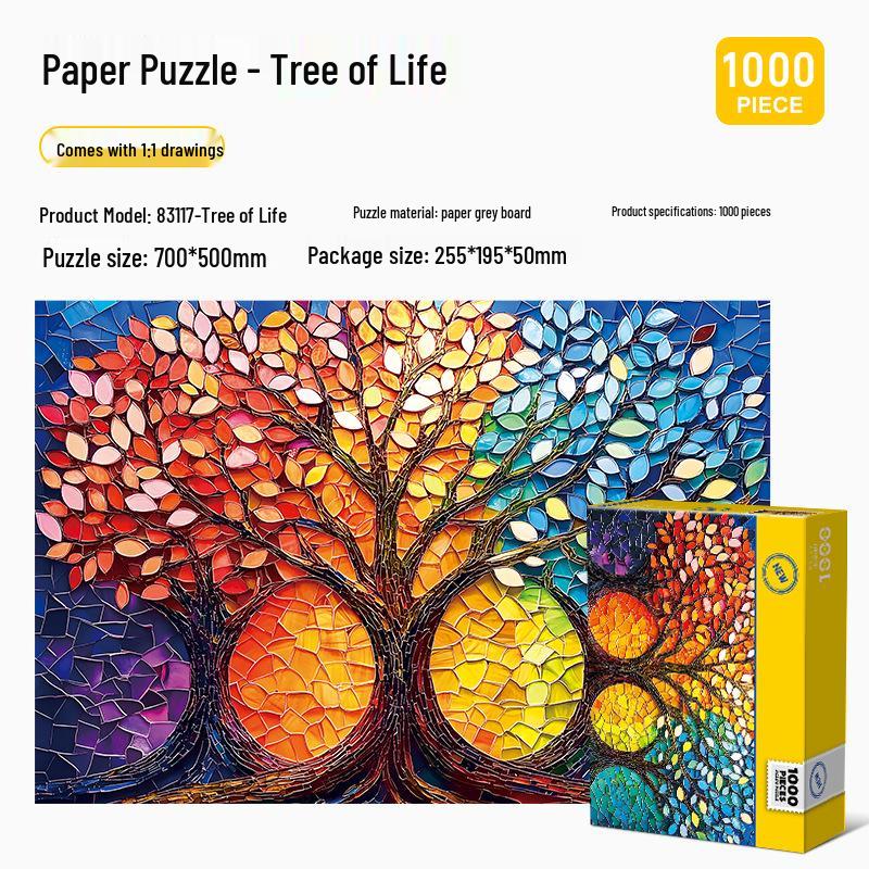 1,000-Piece High-Difficulty Jigsaw Puzzle for Adults - Stress Relief and Boredom Buster Featuring Famous Van Gogh Oil Paintings.