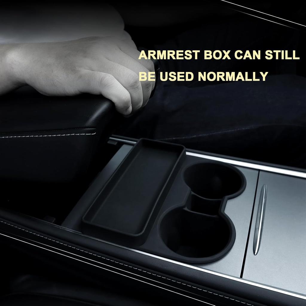 For Tesla Model 3 Model Y Cup Holder Ert Center Console Water Cup Limit Clamp, Under Armrest Box Storage Tray Key Card Sunglasses Holder For Tesla