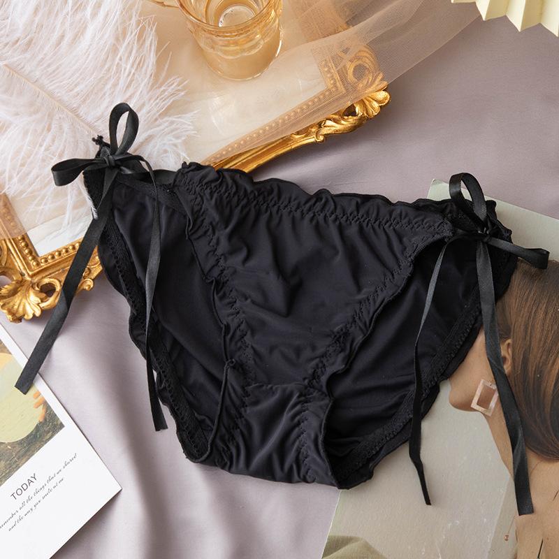 Ribbon Lace Transparent Panties Low Waist Women's Triangle Panties