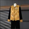 Spring Three-Piece Chinese-Style Outfit: Vest, Long-Sleeve Top, and Wide-Leg Pants for Middle-Aged and Elderly Women